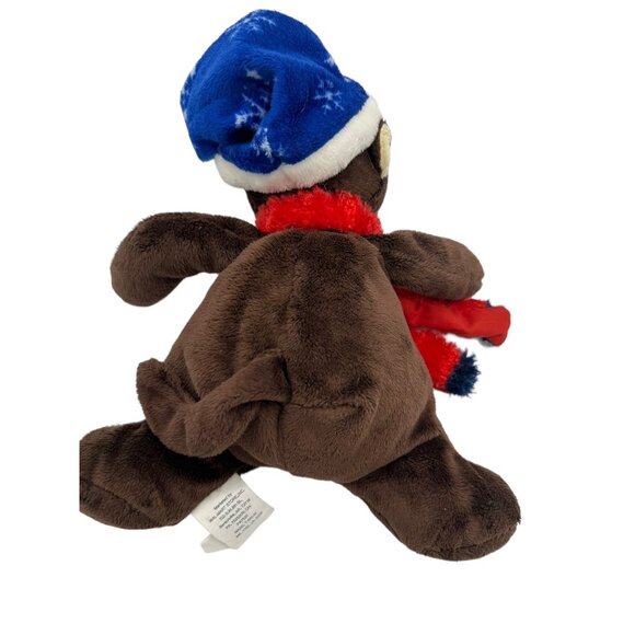 Walmart 10" Monkey‎ Plush Stuffed Animal Toy Blue Snowflake Snowflake Red Scarf - Picture 4 of 5